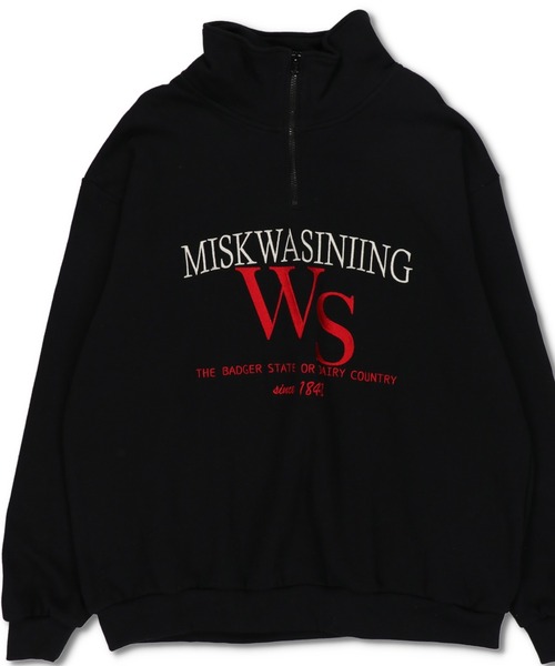 SPINNS（スピンズ）の「【ゆったりシルエット】WSロゴ ハーフジップ裏起毛スウェット（スウェット・レディース・ブラック/ダークグリーン/ネイビー/オフホワイト/オートミール・ONESIZE）」の3枚目の写真