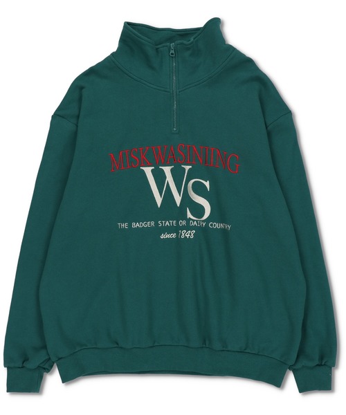 SPINNS（スピンズ）の「【ゆったりシルエット】WSロゴ ハーフジップ裏起毛スウェット（スウェット・レディース・ブラック/ダークグリーン/ネイビー/オフホワイト/オートミール・ONESIZE）」の15枚目の写真