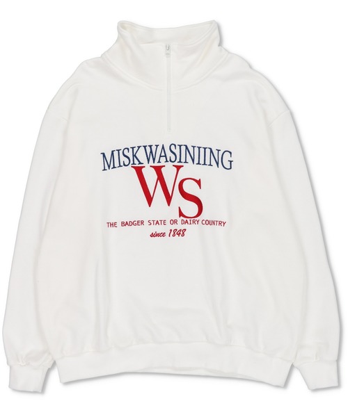 SPINNS（スピンズ）の「【ゆったりシルエット】WSロゴ ハーフジップ裏起毛スウェット（スウェット・レディース・ブラック/ダークグリーン/ネイビー/オフホワイト/オートミール・ONESIZE）」の13枚目の写真