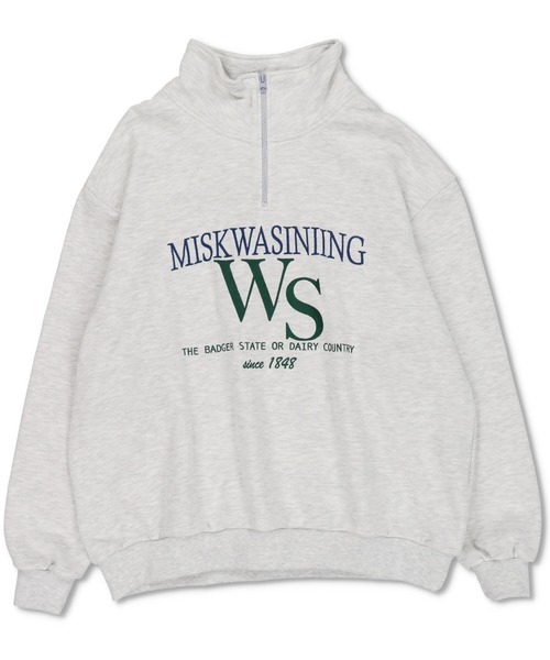 SPINNS（スピンズ）の「【ゆったりシルエット】WSロゴ ハーフジップ裏起毛スウェット（スウェット・レディース・ブラック/ダークグリーン/ネイビー/オフホワイト/オートミール・ONESIZE）」の17枚目の写真