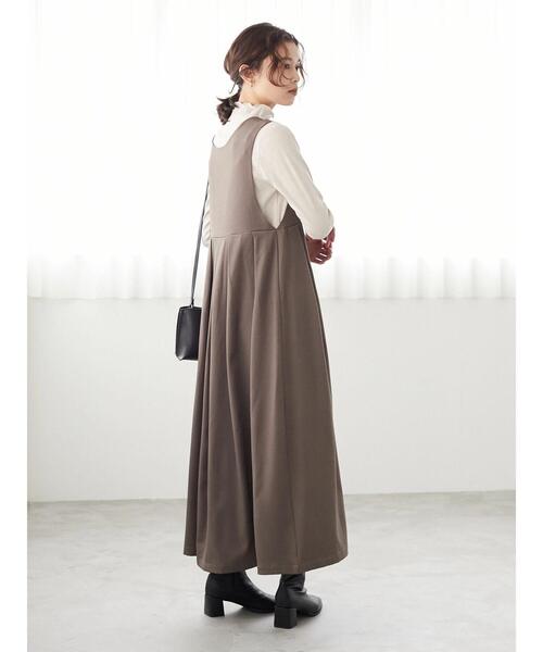 Petit fleur(プチフルール)の「・Petit Fleur キリカエタックワンピース*(ジャンパースカート・レディース・ブラック/ベージュ/グレイッシュベージュ・FREE)」の4枚目の写真