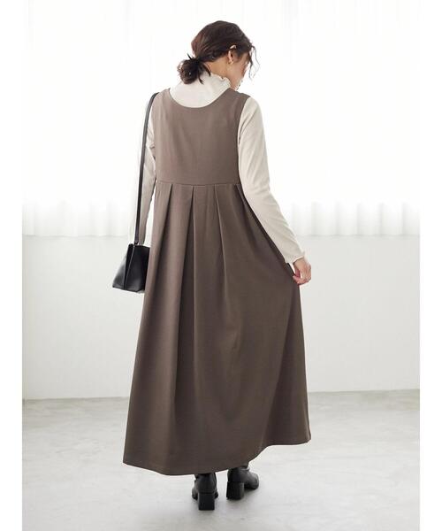 Petit fleur(プチフルール)の「・Petit Fleur キリカエタックワンピース*(ジャンパースカート・レディース・ブラック/ベージュ/グレイッシュベージュ・FREE)」の5枚目の写真