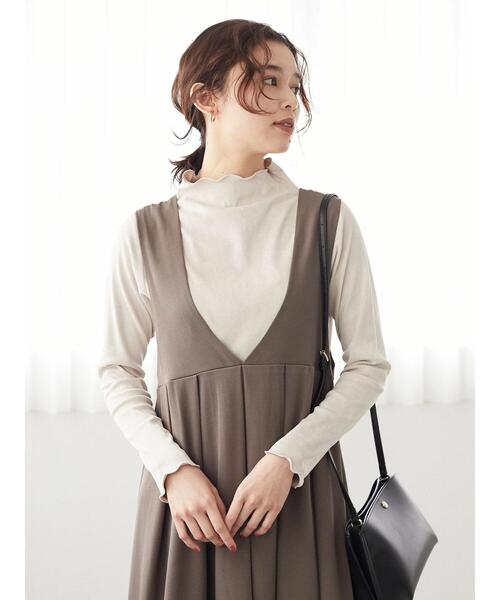 Petit fleur(プチフルール)の「・Petit Fleur キリカエタックワンピース*(ジャンパースカート・レディース・ブラック/ベージュ/グレイッシュベージュ・FREE)」の6枚目の写真