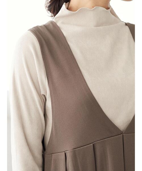 Petit fleur(プチフルール)の「・Petit Fleur キリカエタックワンピース*(ジャンパースカート・レディース・ブラック/ベージュ/グレイッシュベージュ・FREE)」の9枚目の写真