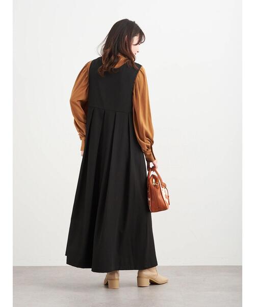 Petit fleur(プチフルール)の「・Petit Fleur キリカエタックワンピース*(ジャンパースカート・レディース・ブラック/ベージュ/グレイッシュベージュ・FREE)」の16枚目の写真