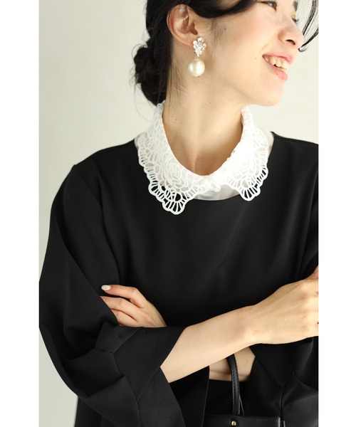 cawaii（カワイイ）の「いつもの服が変わる。カッティングレース付け襟（付け襟・レディース・ホワイト・FREE）」の3枚目の写真