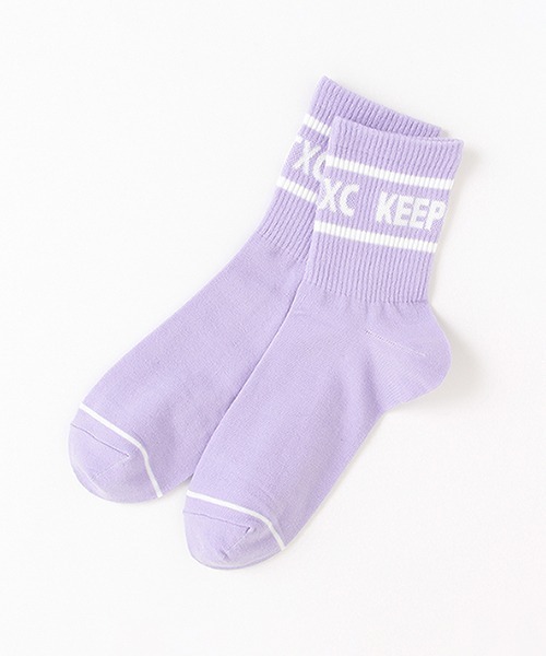 LOVETOXIC（ラブトキシック）の「ラインロゴクルーソックス（ソックス/靴下・キッズ・ピンク/ラベンダー/ブラック/マルチ/ベージュ/サックスブルー・20-22cm/23-25cm）」の5枚目の写真