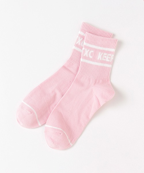LOVETOXIC（ラブトキシック）の「ラインロゴクルーソックス（ソックス/靴下・キッズ・ピンク/ラベンダー/ブラック/マルチ/ベージュ/サックスブルー・20-22cm/23-25cm）」の6枚目の写真