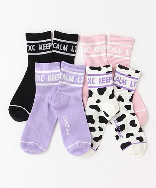 LOVETOXIC（ラブトキシック）の「ラインロゴクルーソックス（ソックス/靴下・キッズ・ピンク/ラベンダー/ブラック/マルチ/ベージュ/サックスブルー・20-22cm/23-25cm）」の11枚目の写真