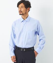 green label relaxing | コットンヘリンボーン スリム ショートワイドカラー ドレスシャツ -イージーアイロン-(ビジネスシャツ)