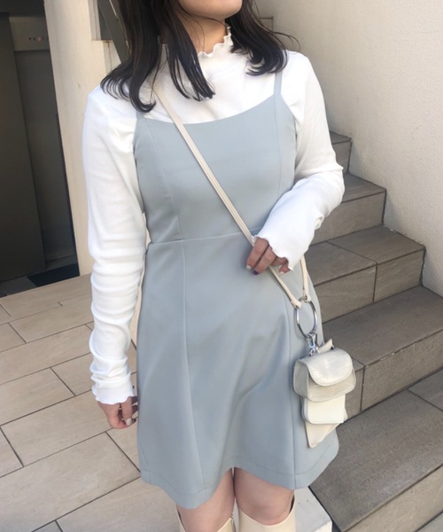 OLIVE des OLIVE（オリーブデオリーブ）の「タートル付ミニキャミワンピ（ワンピース・レディース・ライトグレー/ブラック/ミント/ワンウォッシュ・FREE）」の3枚目の写真