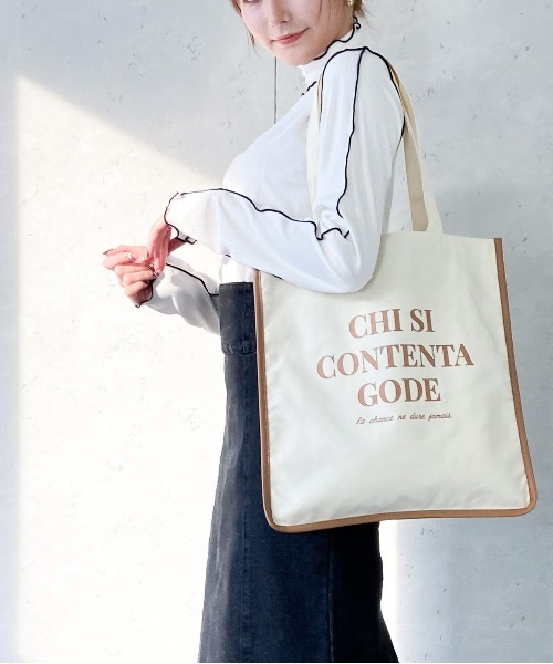 Per sist ence(パーシエンス)の「Per sist ence/パーシエンス 帆布 パイピングトート(トートバッグ・レディース・キャメル/ブラック/ブラック系その他/グレー・FREE)」の1枚目の写真