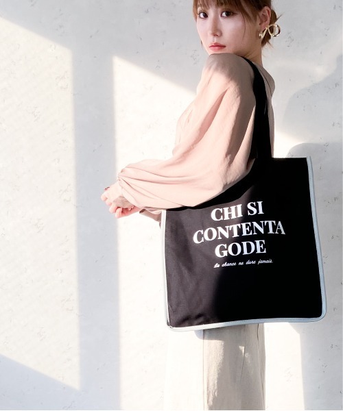 Per sist ence(パーシエンス)の「Per sist ence/パーシエンス 帆布 パイピングトート(トートバッグ・レディース・キャメル/ブラック/ブラック系その他/グレー・FREE)」の2枚目の写真