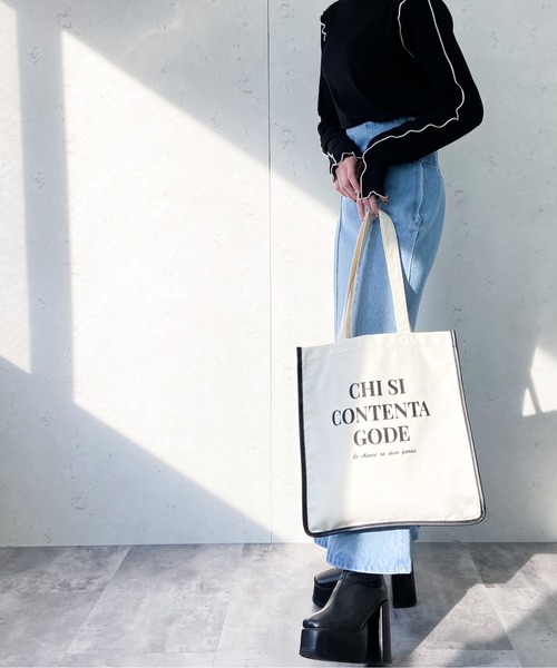 Per sist ence(パーシエンス)の「Per sist ence/パーシエンス 帆布 パイピングトート(トートバッグ・レディース・キャメル/ブラック/ブラック系その他/グレー・FREE)」の20枚目の写真