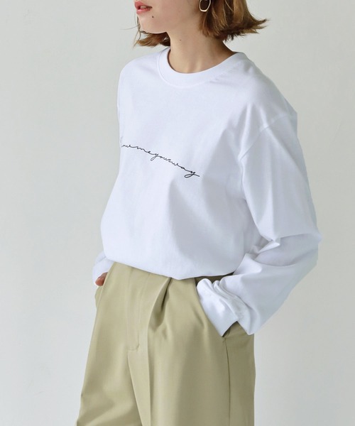 HER CLOSET(ハークローゼット)の「【shemoshelly】WEB限定シンプルプリントロゴロンT(Tシャツ/カットソー・レディース・ホワイト/ブラック・S/M/L)」の21枚目の写真