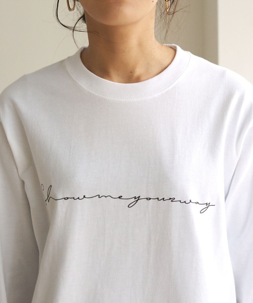 HER CLOSET(ハークローゼット)の「【shemoshelly】WEB限定シンプルプリントロゴロンT(Tシャツ/カットソー・レディース・ホワイト/ブラック・S/M/L)」の8枚目の写真