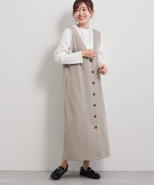 CIAOPANIC TYPY（チャオパニックティピー）の「【インナー付き】3WAYジレワンピジャンスカ（ジャンパースカート・レディース・ブラック/グレイッシュベージュ・ONE SIZE）」の2枚目の写真