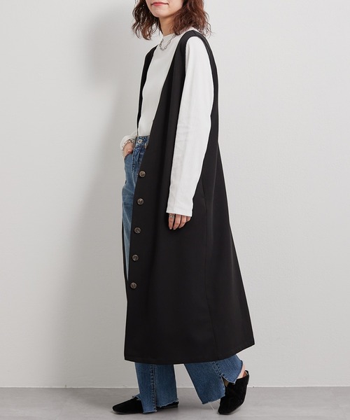 CIAOPANIC TYPY（チャオパニックティピー）の「【インナー付き】3WAYジレワンピジャンスカ（ジャンパースカート・レディース・ブラック/グレイッシュベージュ・ONE SIZE）」の4枚目の写真