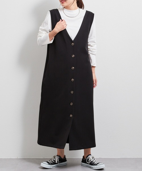 CIAOPANIC TYPY（チャオパニックティピー）の「【インナー付き】3WAYジレワンピジャンスカ（ジャンパースカート・レディース・ブラック/グレイッシュベージュ・ONE SIZE）」の7枚目の写真