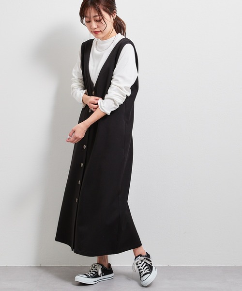 CIAOPANIC TYPY（チャオパニックティピー）の「【インナー付き】3WAYジレワンピジャンスカ（ジャンパースカート・レディース・ブラック/グレイッシュベージュ・ONE SIZE）」の8枚目の写真