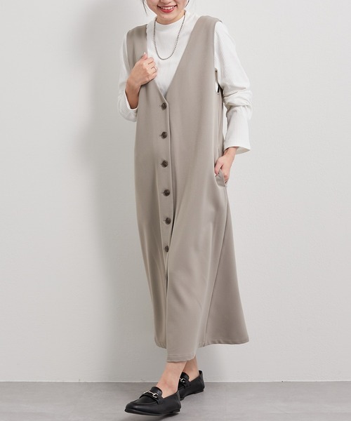 CIAOPANIC TYPY（チャオパニックティピー）の「【インナー付き】3WAYジレワンピジャンスカ（ジャンパースカート・レディース・ブラック/グレイッシュベージュ・ONE SIZE）」の14枚目の写真