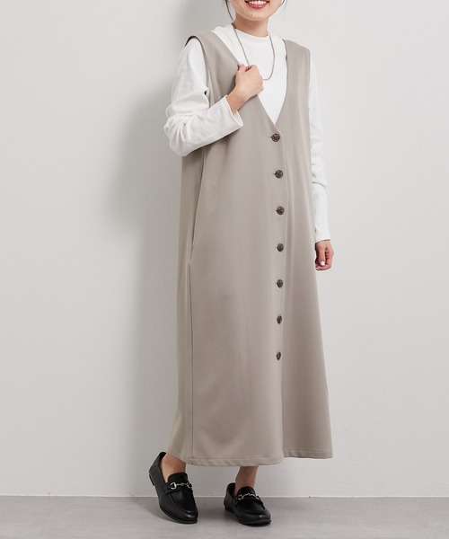 CIAOPANIC TYPY（チャオパニックティピー）の「【インナー付き】3WAYジレワンピジャンスカ（ジャンパースカート・レディース・ブラック/グレイッシュベージュ・ONE SIZE）」の15枚目の写真