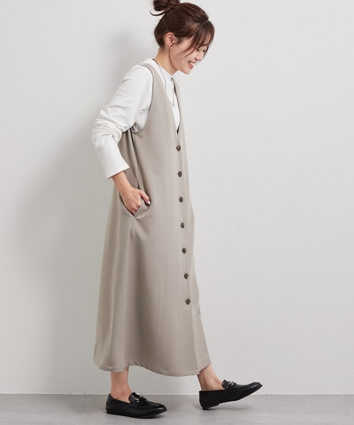 CIAOPANIC TYPY（チャオパニックティピー）の「【インナー付き】3WAYジレワンピジャンスカ（ジャンパースカート・レディース・ブラック/グレイッシュベージュ・ONE SIZE）」の18枚目の写真