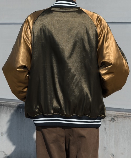 kutir（クティール）の「トラ刺繍スカジャン（スカジャン・メンズ・オリーブ/ブルー・MEDIUM/LARGE）」の8枚目の写真