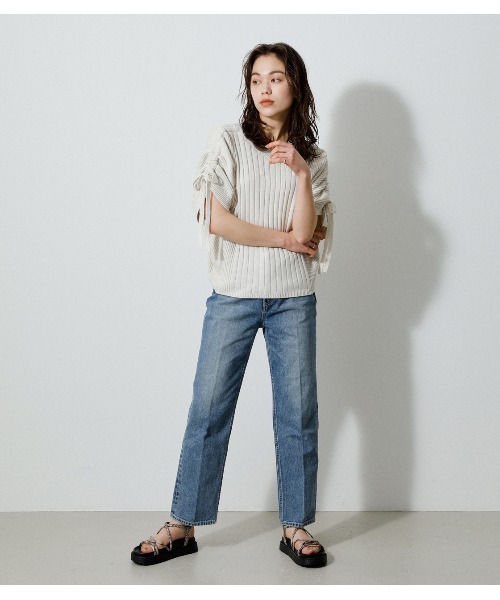 AZUL by moussy(アズールバイマウジー)の「PYTHON CORD CROSS SANDALS/パイソンコードクロスサンダル(サンダル・レディース・ベージュ系その他/ブラック系その他・LARGE/MEDIUM/SMALL)」の5枚目の写真