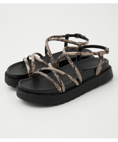 AZUL by moussy(アズールバイマウジー)の「PYTHON CORD CROSS SANDALS/パイソンコードクロスサンダル(サンダル・レディース・ベージュ系その他/ブラック系その他・LARGE/MEDIUM/SMALL)」の6枚目の写真