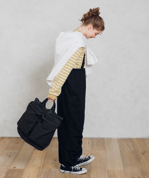 MUHET（ミュエータ）の「【２WAY仕様】ミリタリーサスペンダー付きパンツ（サロペット/オーバーオール・レディース・ブラック/カーキ・SMALL/MEDIUM/X-LARGE）」の5枚目の写真