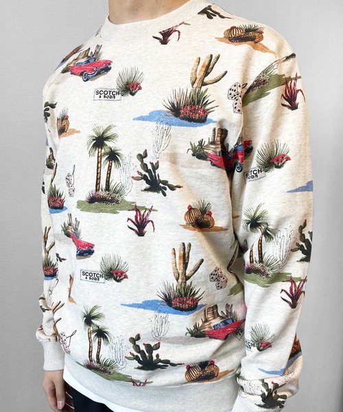 SCOTCH&SODA（スコッチアンドソーダ）の「プリントクルーネックスエット【166593】（スウェット・メンズ・ブラウン系その他・MEDIUM/SMALL/LARGE）」の6枚目の写真