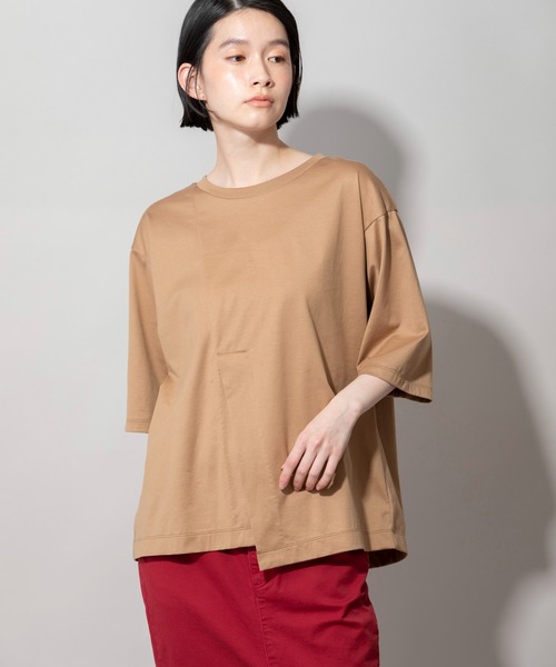 Munich（ミューニック）の「60/2プレミアムジャージベントTシャツ（Tシャツ/カットソー・レディース・オレンジ/オフホワイト/ブラック/ベージュ・FREE）」の4枚目の写真