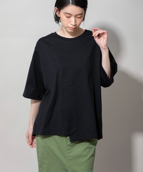 Munich（ミューニック）の「60/2プレミアムジャージベントTシャツ（Tシャツ/カットソー・レディース・オレンジ/オフホワイト/ブラック/ベージュ・FREE）」の3枚目の写真