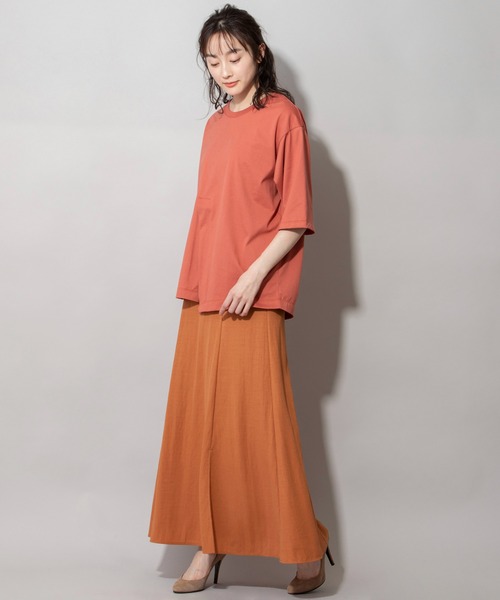 Munich（ミューニック）の「60/2プレミアムジャージベントTシャツ（Tシャツ/カットソー・レディース・オレンジ/オフホワイト/ブラック/ベージュ・FREE）」の5枚目の写真