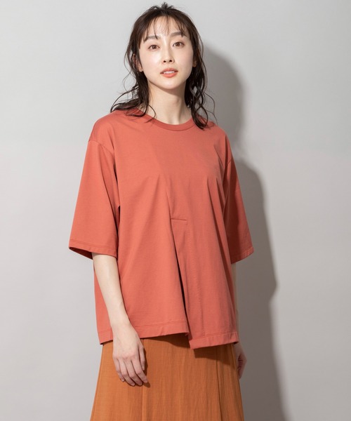 Munich（ミューニック）の「60/2プレミアムジャージベントTシャツ（Tシャツ/カットソー・レディース・オレンジ/オフホワイト/ブラック/ベージュ・FREE）」の7枚目の写真