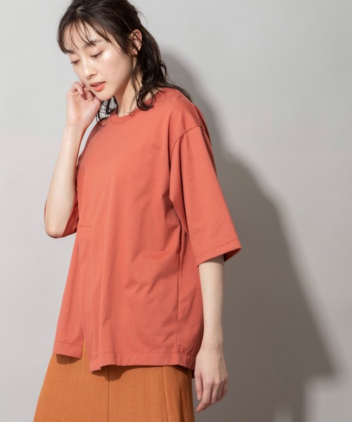 Munich（ミューニック）の「60/2プレミアムジャージベントTシャツ（Tシャツ/カットソー・レディース・オレンジ/オフホワイト/ブラック/ベージュ・FREE）」の10枚目の写真