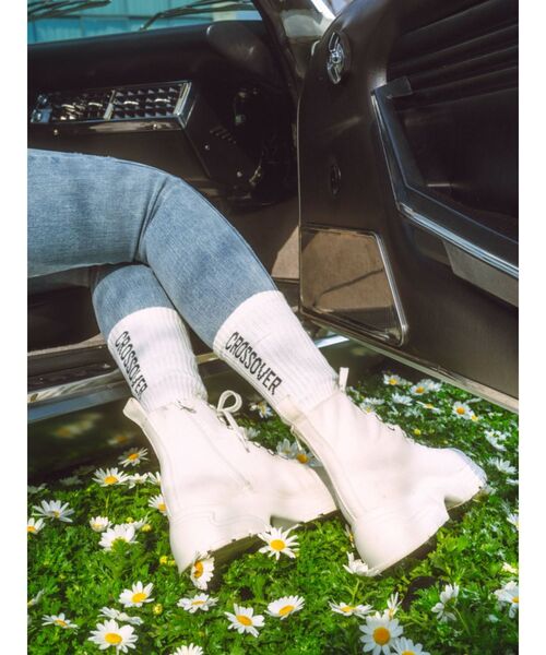 EMODA（エモダ）の「ミニマルロゴリブソックス（ソックス/靴下・レディース・グリーン/ホワイト/ブラック・FREE）」の2枚目の写真