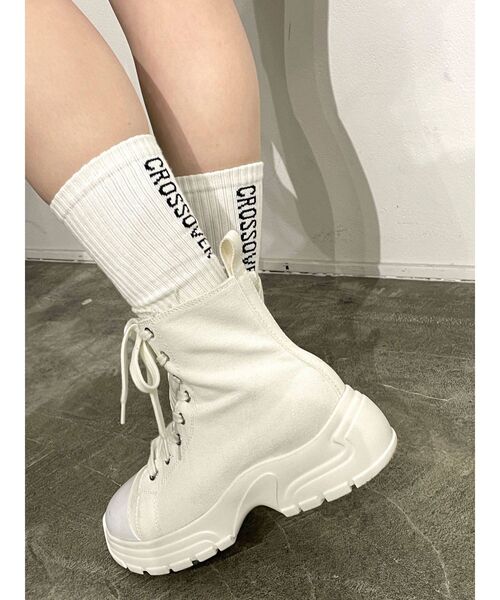 EMODA（エモダ）の「ミニマルロゴリブソックス（ソックス/靴下・レディース・グリーン/ホワイト/ブラック・FREE）」の4枚目の写真