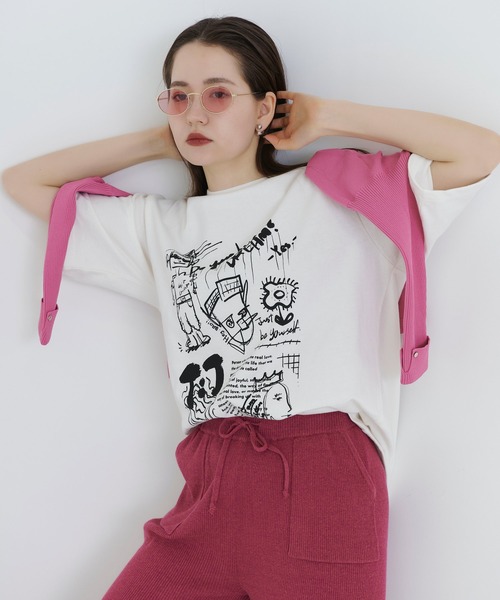 tシャツ オリジナル柄 透かし編みプルオーバー TINA：JOJUN レディース TINA：JOJUN tシャツ オリジナル柄 透かし編みプルオーバー