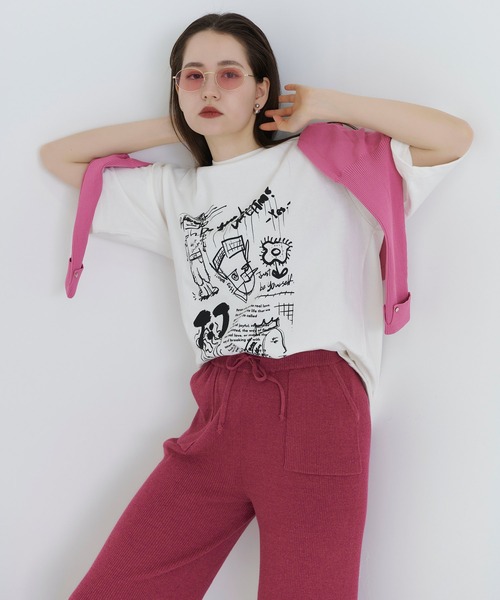 TINA:JOJUN(ティーナジョジュン)の「A'DOODLES#034 ユニセックスTシャツ TINA:JOJUN(Tシャツ/カットソー・レディース・グリーン/ホワイト・M)」の4枚目の写真