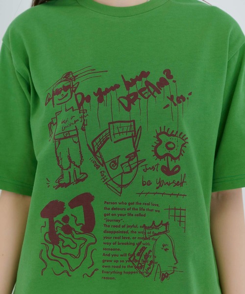 TINA:JOJUN(ティーナジョジュン)の「A'DOODLES#034 ユニセックスTシャツ TINA:JOJUN(Tシャツ/カットソー・レディース・グリーン/ホワイト・M)」の16枚目の写真