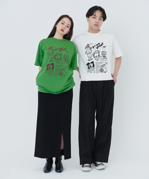 TINA:JOJUN(ティーナジョジュン)の「A'DOODLES#034 ユニセックスTシャツ TINA:JOJUN(Tシャツ/カットソー・レディース・グリーン/ホワイト・M)」の19枚目の写真