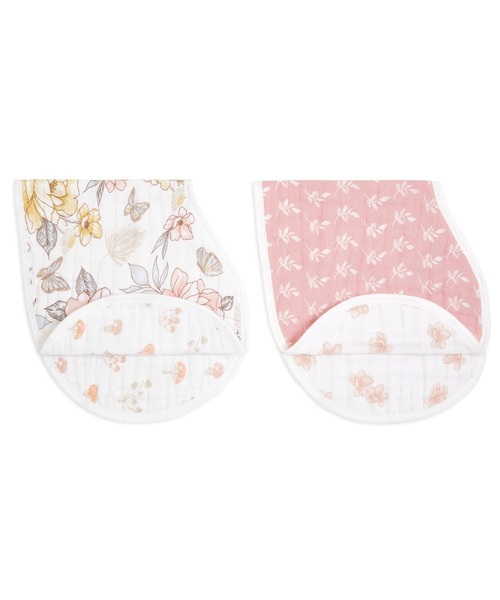 aden + anais (エイデンアンドアネイ)の「オーガニックバーピービブよだれかけ2枚入り アースリー ABBO20003 earthly(スタイ/よだれかけ・キッズ・ホワイト×ピンク・FREE)」の1枚目の写真