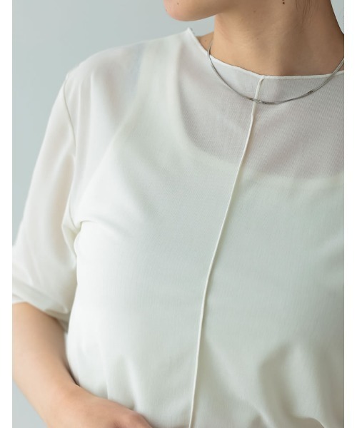 Re:EDIT(リエディ)の「ボートネックシアー5分袖トップス(Tシャツ/カットソー・レディース・ブラック/オレンジ/ブルー/グリーン/アイボリー・FREE)」の13枚目の写真