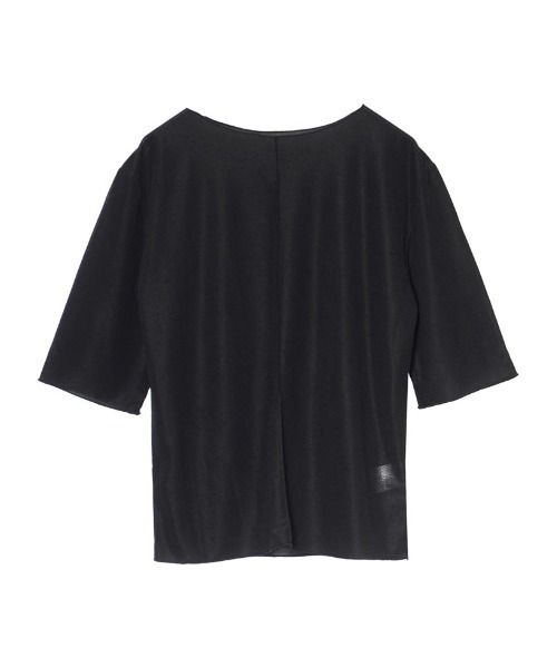 Re:EDIT(リエディ)の「ボートネックシアー5分袖トップス(Tシャツ/カットソー・レディース・ブラック/オレンジ/ブルー/グリーン/アイボリー・FREE)」の20枚目の写真