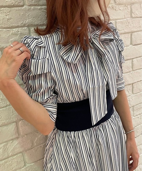 abc une face（アーベーセーアンフェイス）の「リボン2WAYウエストリブワンピース（ワンピース・レディース・ブラウン系その他/ブルー系その他/ブラック系その他・FREE）」の11枚目の写真