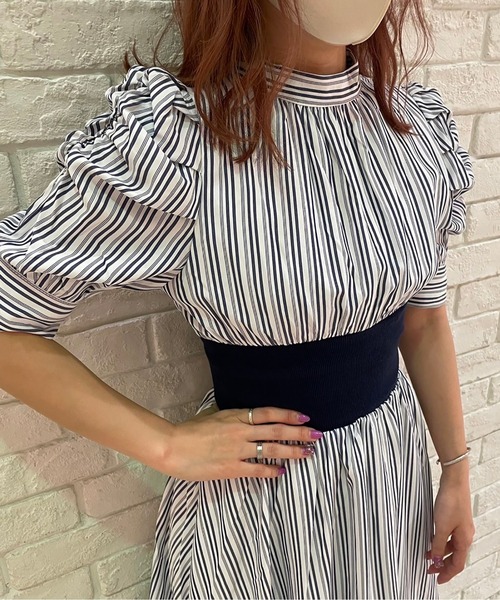 abc une face（アーベーセーアンフェイス）の「リボン2WAYウエストリブワンピース（ワンピース・レディース・ブラウン系その他/ブルー系その他/ブラック系その他・FREE）」の9枚目の写真