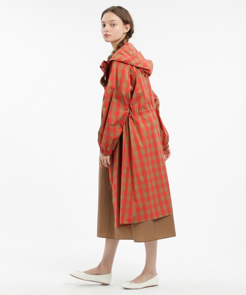 MACKINTOSH PHILOSOPHY（ﾏｯｷﾝﾄｯｼｭ ﾌｨﾛｿﾌｨｰ）の「ブロックチェックポケッタブルレインモッズコート（モッズコート・レディース・ブルー系その他3/オレンジ・38）」の4枚目の写真