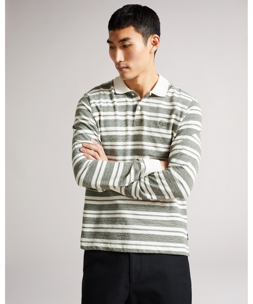Ted Baker(テッドベーカー)の「STAMHIL マグノリア ストライプ 長袖ポロ(ポロシャツ・メンズ・グレー・4/2/3/5/1)」の6枚目の写真